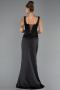 Abschlusskleid Lang Satin Schwarz ABU6542