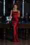Abschlusskleid Lang Satin Weinrot ABU6542