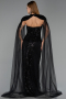 Abendkleid Lang Perlenbesetzt Schwarz ABU6544