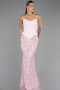 Abendkleid Lang Schuppig Puder ABU6546