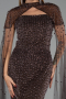 Abendkleid Lang Perlenbesetzt Braun ABU5483