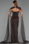 Abendkleid Lang Perlenbesetzt Braun ABU5483