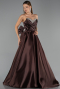 Abendkleid Lang Satin Braun ABU5541