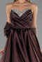 Abendkleid Lang Satin Braun ABU5541