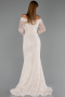 Abendkleid Lang Spitze Beige ABU5617