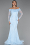 Abendkleid Lang Spitze Eisblau ABU5617