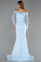 Abendkleid Lang Spitze Eisblau ABU5617