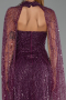 Abendkleid Lang Perlenbesetzt Pflaume ABU6154