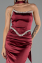 Abendkleid Lang Satin Weinrot ABU6554