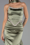 Abendkleid Lang Satin Khaki ABU6554