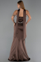 Abendkleid Lang Satin Braun ABU6554
