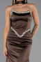 Abendkleid Lang Satin Braun ABU6554