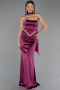 Abendkleid Lang Satin Pflaume ABU6554