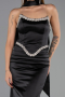 Abendkleid Lang Satin Schwarz ABU6554