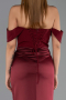 Abendkleid im Meerjungfrau-Stil Lang Satin Weinrot ABU6525