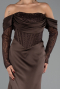Abendkleid Lang Satin Braun ABU6555