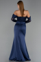 Abendkleid Lang Satin Marineblau ABU6555