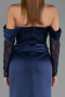 Abendkleid Lang Satin Marineblau ABU6555