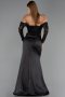 Abendkleid Lang Satin Schwarz ABU6555