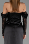 Abendkleid Lang Satin Schwarz ABU6555