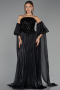 Abendkleid Lang Chiffon Schwarz ABU6533