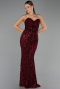 Abendkleid Lang Schuppig Weinrot ABU6556
