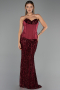 Abendkleid Lang Schuppig Weinrot ABU6556