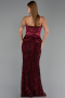 Abendkleid Lang Schuppig Weinrot ABU6556