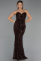 Abendkleid Lang Schuppig Braun ABU6556