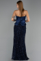 Abendkleid Lang Schuppig Marineblau ABU6556