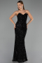 Abendkleid Lang Schuppig Schwarz ABU6556