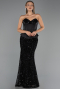 Abendkleid Lang Schuppig Schwarz ABU6556