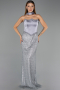 Abendkleid Lang Perlenbesetzt Anthrazit ABU6238