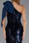 Abendkleid Lang Schuppig Marineblau ABU6559