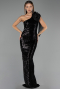 Abendkleid Lang Schuppig Schwarz ABU6559