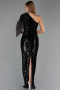 Abendkleid Lang Schuppig Schwarz ABU6559