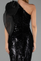 Abendkleid Lang Schuppig Schwarz ABU6559