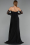 Schwarz Standesamtkleid Chiffon Lang ABU5791
