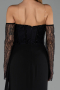Schwarz Standesamtkleid Chiffon Lang ABU5791