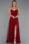 Abschlusskleid In Übergröße Lang Weinrot ABU6558