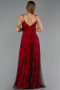 Abschlusskleid In Übergröße Lang Weinrot ABU6558