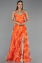Abschlusskleid In Übergröße Lang Orange ABU6558