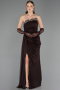 Abendkleid Lang Spitze Braun ABU6562