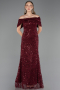 Abschlusskleid Lang Spitze Weinrot ABU6119