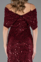 Abschlusskleid Lang Spitze Weinrot ABU6119