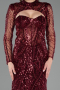 Abendkleid Lang Perlenbesetzt Weinrot ABU6564