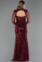 Abendkleid Lang Perlenbesetzt Weinrot ABU6564