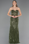 Abendkleid Lang Perlenbesetzt Khaki ABU6564