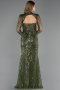 Abendkleid Lang Perlenbesetzt Khaki ABU6564