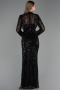 Abendkleid Lang Perlenbesetzt Schwarz ABU6567